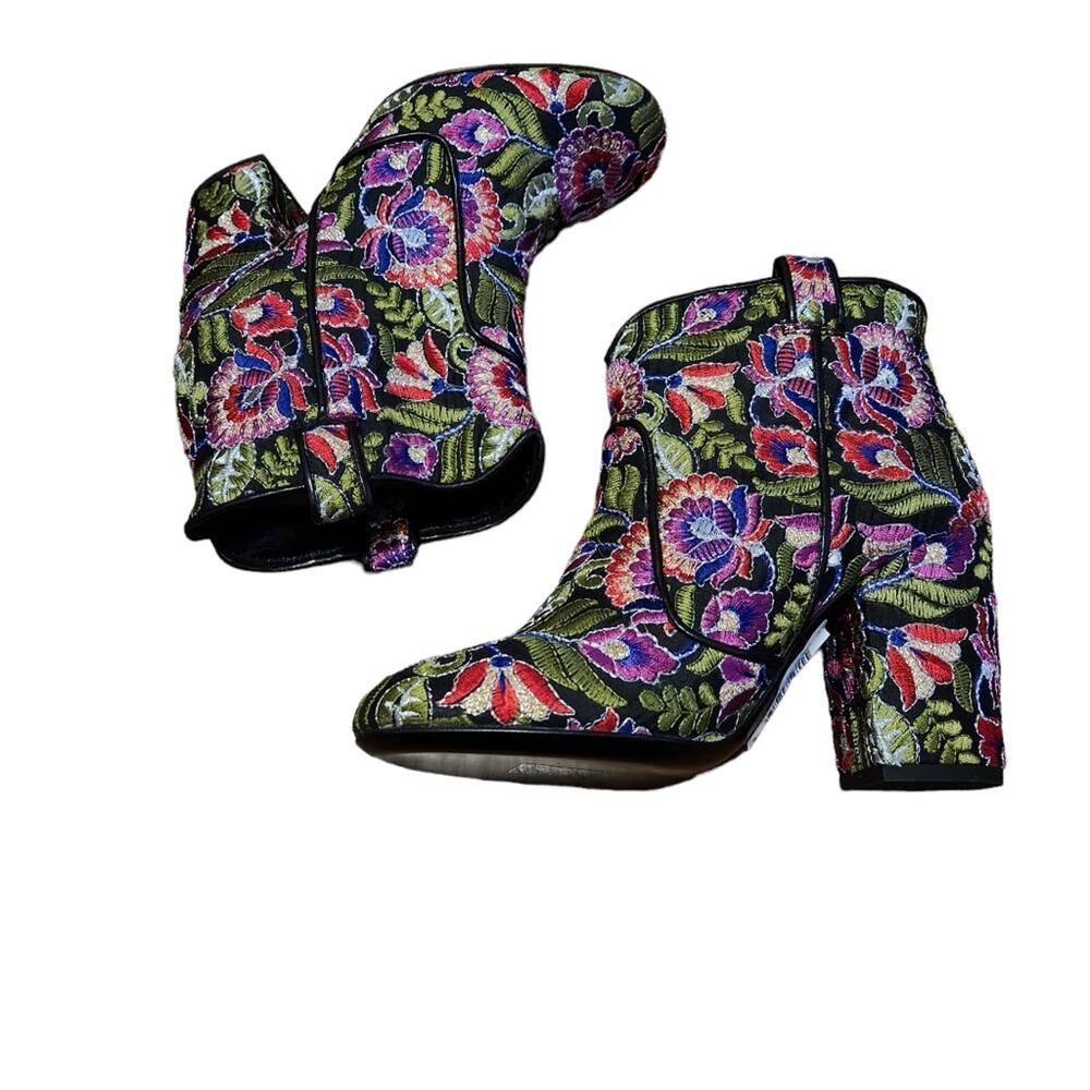 Laurence Dacade Pete Floral Embroidered pink green ankle boots size 6 - Picture 2 of 5